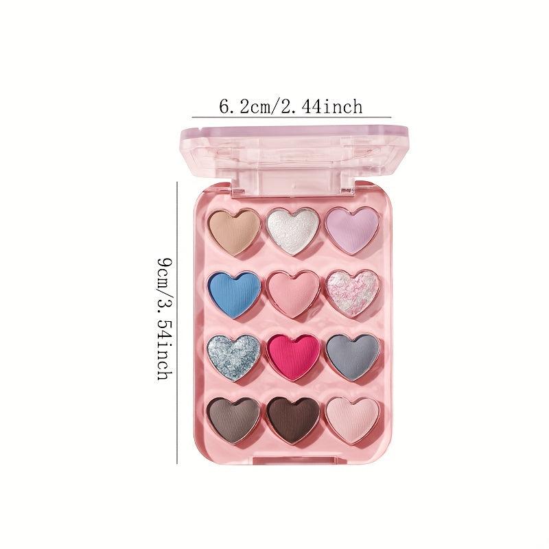 Love Heart 12-Color Eyeshadow Palette Matte Pearly Finish