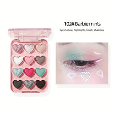 Love Heart 12-Color Eyeshadow Palette Matte Pearly Finish
