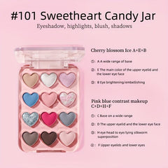 Love Heart 12-Color Eyeshadow Palette Matte Pearly Finish