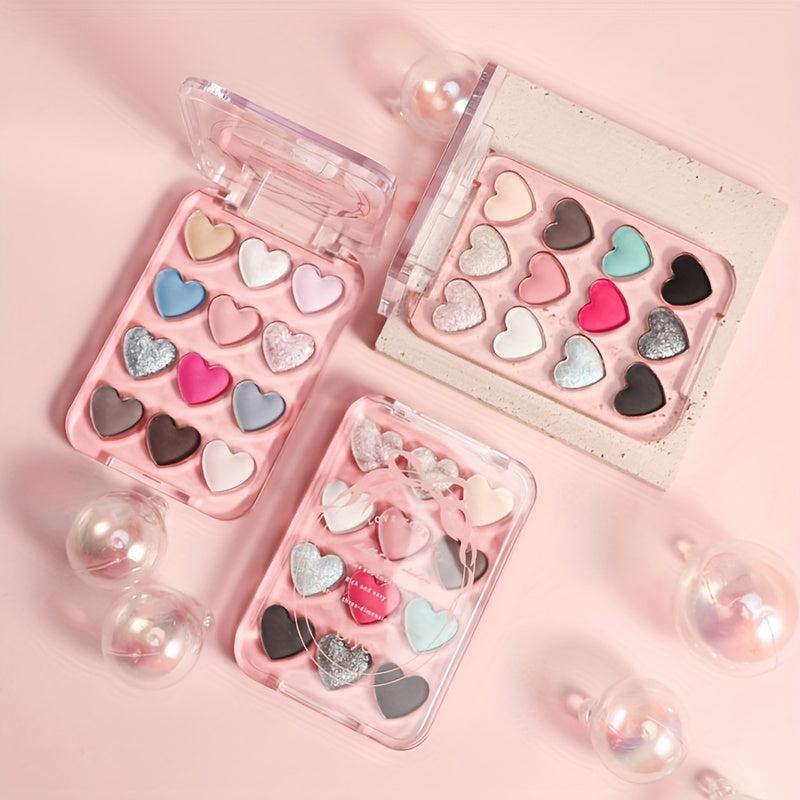 Love Heart 12-Color Eyeshadow Palette Matte Pearly Finish