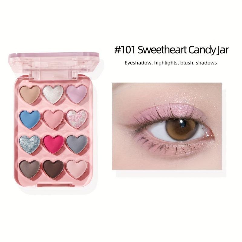 Love Heart 12-Color Eyeshadow Palette Matte Pearly Finish