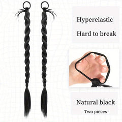 Double Braided Ponytail Long Straight Ponytail Synthetic Hair Extensions