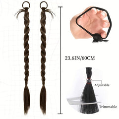 Double Braided Ponytail Long Straight Ponytail Synthetic Hair Extensions