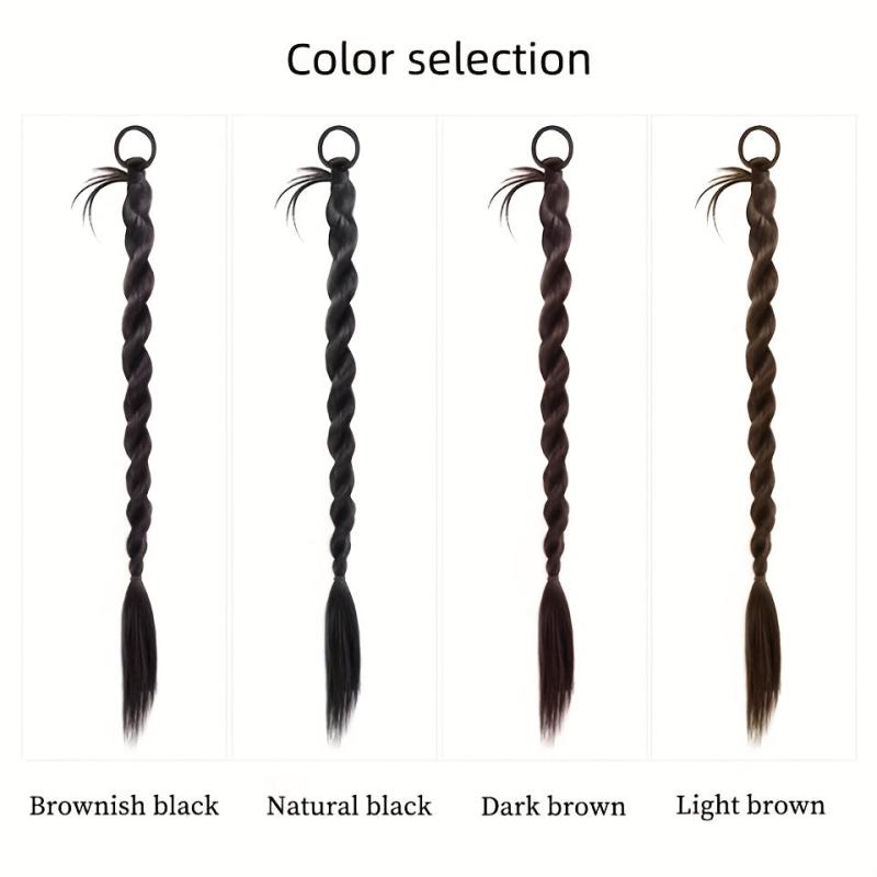 Double Braided Ponytail Long Straight Ponytail Synthetic Hair Extensions