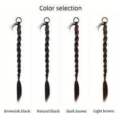 Double Braided Ponytail Long Straight Ponytail Synthetic Hair Extensions