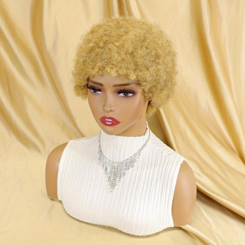 Burgundy 99J Short Afro Kinky Curly Human Hair Wig for Women