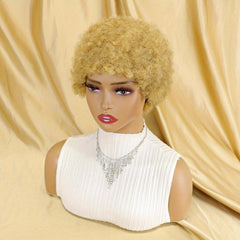 Burgundy 99J Short Afro Kinky Curly Human Hair Wig for Women