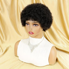 Burgundy 99J Short Afro Kinky Curly Human Hair Wig for Women