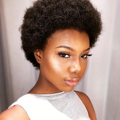 Burgundy 99J Short Afro Kinky Curly Human Hair Wig for Women