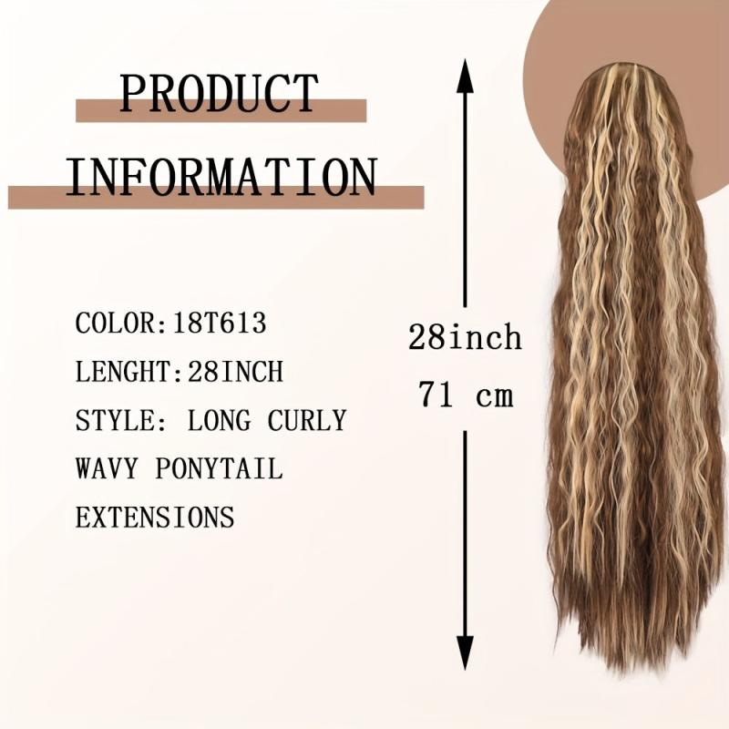 12 Cm Drawstring Ponytail Hair Extensions Women Long Curly Wavy Ponytail