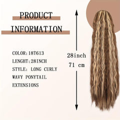 12 Cm Drawstring Ponytail Hair Extensions Women Long Curly Wavy Ponytail