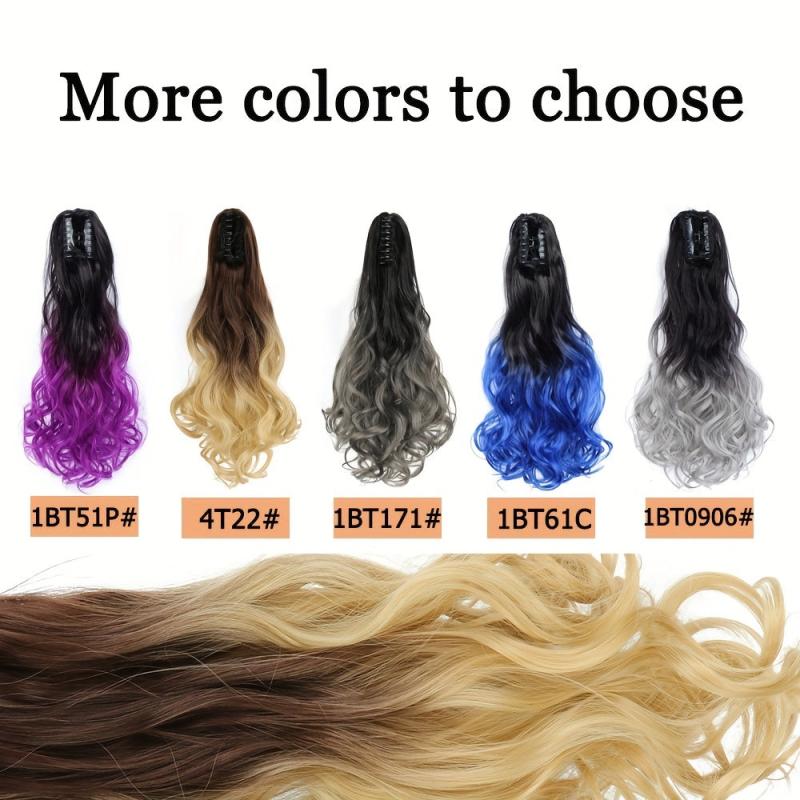55 88 Cm Long Wavy Ponytail Extensions Synthetic Clip In Hair Extensions