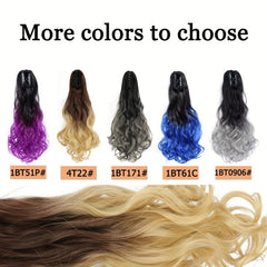 55 88 Cm Long Wavy Ponytail Extensions Synthetic Clip In Hair Extensions