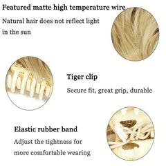 55 88 Cm Long Wavy Ponytail Extensions Synthetic Clip In Hair Extensions