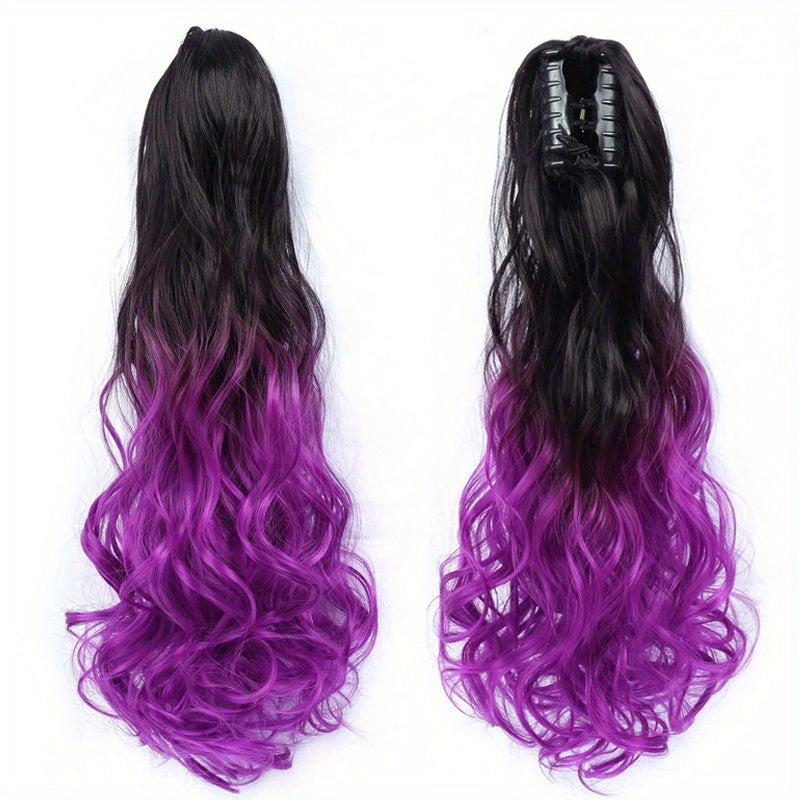 55 88 Cm Long Wavy Ponytail Extensions Synthetic Clip In Hair Extensions