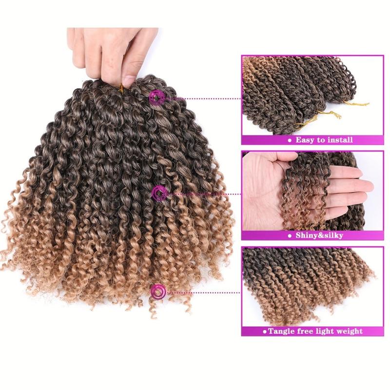 Ombre Long Kinky Curly Hair Synthetic Crochet Hair Extensions Natural Look