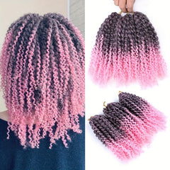 Ombre Long Kinky Curly Hair Synthetic Crochet Hair Extensions Natural Look