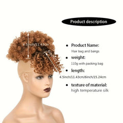 Synthetic Hair Hairpieces Afro High Puff Bun with Bangs