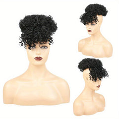 Synthetic Hair Hairpieces Afro High Puff Bun with Bangs