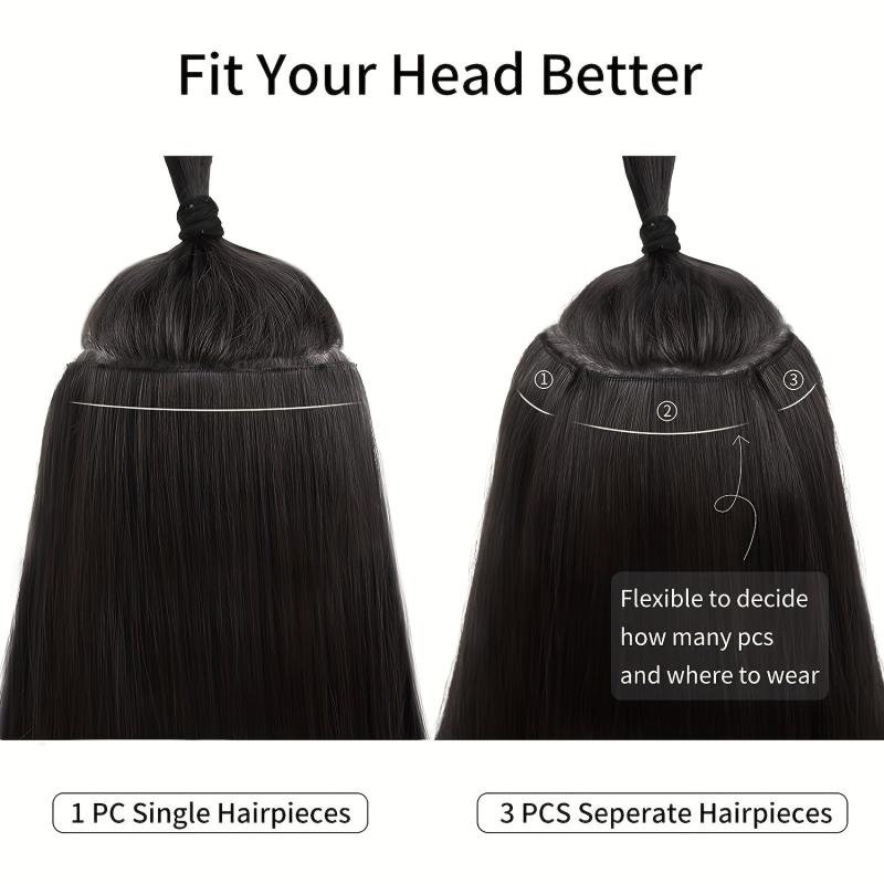 3 Pcs 45 72 Cm Clip In Hair Extensions Long Straight Synthetic Hairpieces