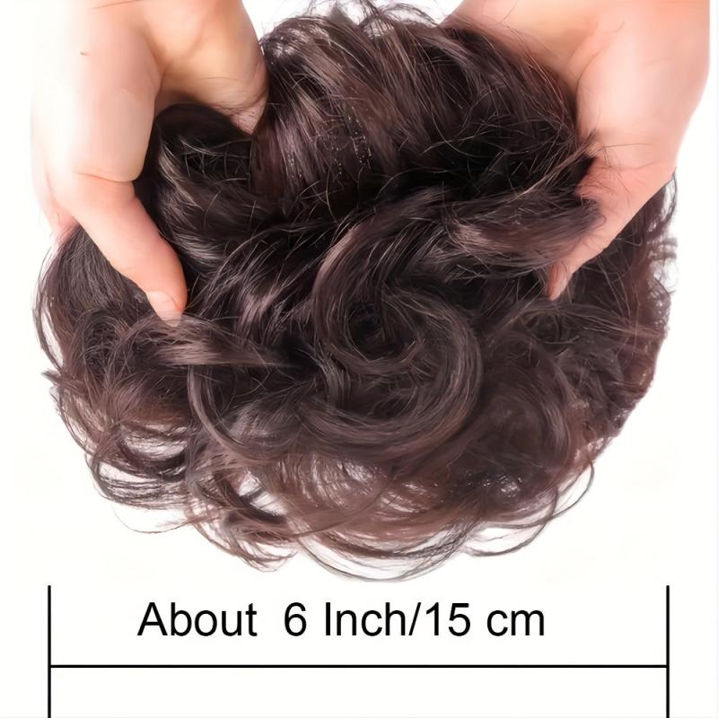 Curly Hair Topper W/Bangs Seamless Clip-In Synthetic Hair Piece Natural Look