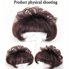 Curly Hair Topper W/Bangs Seamless Clip-In Synthetic Hair Piece Natural Look