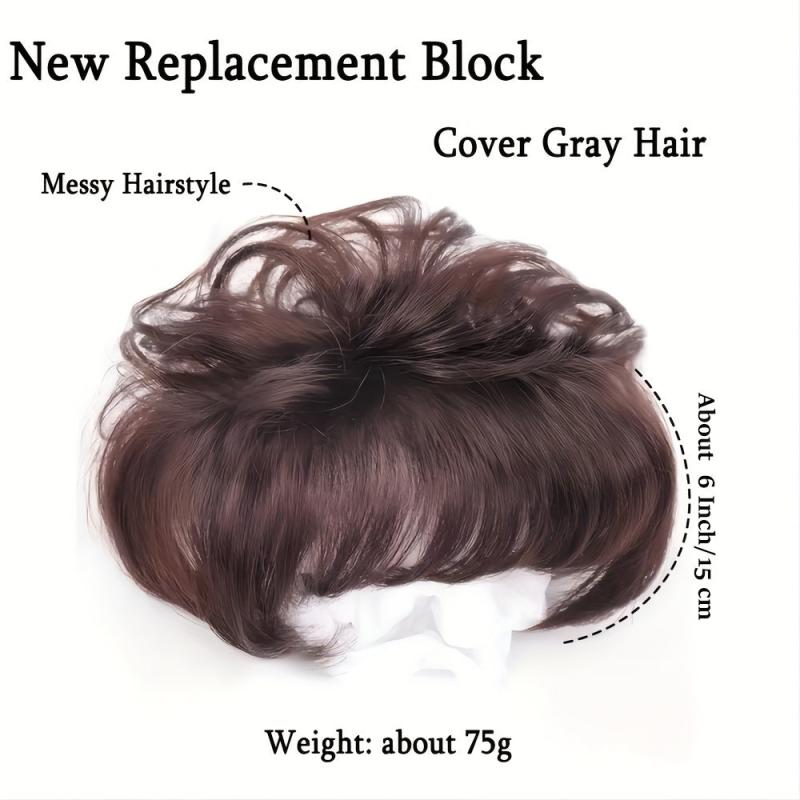 Curly Hair Topper W/Bangs Seamless Clip-In Synthetic Hair Piece Natural Look