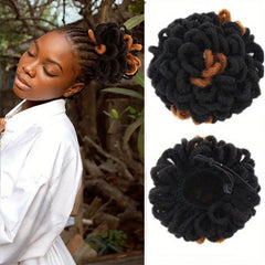 Faux Locs Clip In Hair Extensions for Women Synthetic Dreadlock Afro Puff