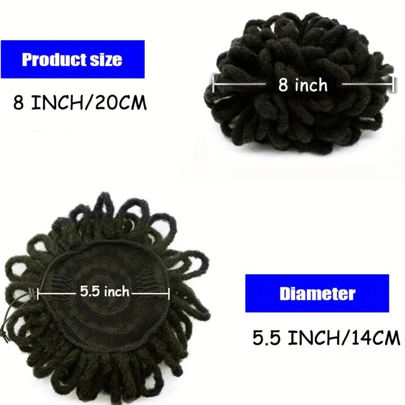 Faux Locs Clip In Hair Extensions for Women Synthetic Dreadlock Afro Puff