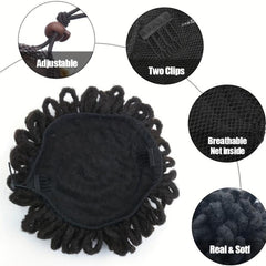 Faux Locs Clip In Hair Extensions for Women Synthetic Dreadlock Afro Puff
