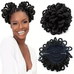 Faux Locs Clip In Hair Extensions for Women Synthetic Dreadlock Afro Puff