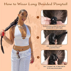 Long Braided Ponytail Hair Extension Natural Soft Synthetic Hair Piece