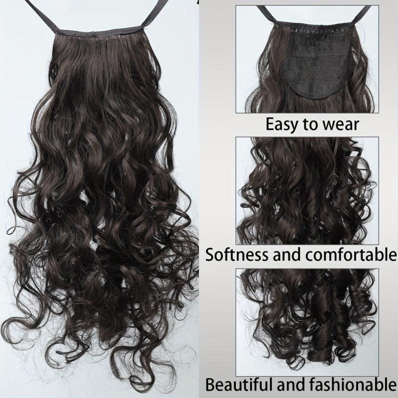 Long Curly Wavy Ponytail Extensions Synthetic Clip In Hair Extensions