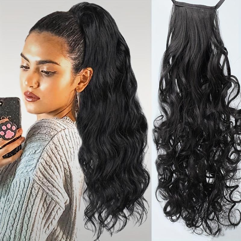 Long Curly Wavy Ponytail Extensions Synthetic Clip In Hair Extensions