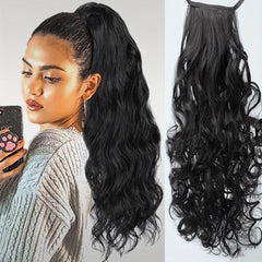 Long Curly Wavy Ponytail Extensions Synthetic Clip In Hair Extensions