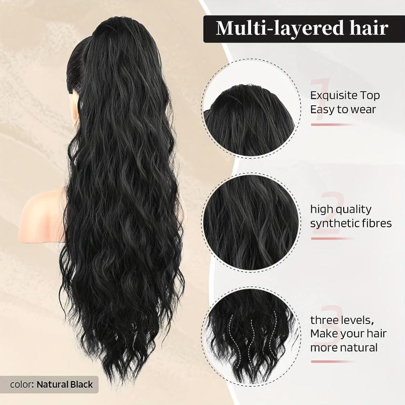 Long Wavy Curly Ponytail Extensions Synthetic Clip In Hair Extensions
