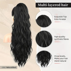 Long Wavy Curly Ponytail Extensions Synthetic Clip In Hair Extensions