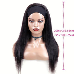 150 Density Straight Human Hair Wig With Headband