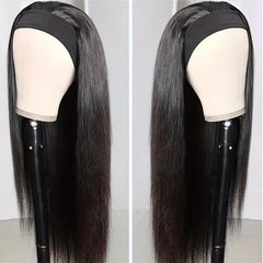 150 Density Straight Human Hair Wig With Headband
