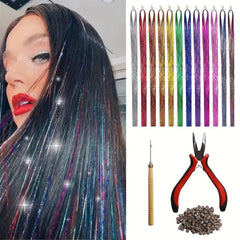 Y2K Tinsel Hair Extension Tulle Glitter Extensions Colorful Fairy Hair