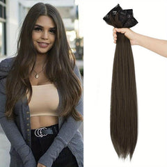 3PCS Long Straight Clip In Hair Extensions For Women 60 96 Cm Natural Pack Of 3