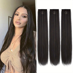 3PCS Long Straight Clip In Hair Extensions For Women 60 96 Cm Natural Pack Of 3
