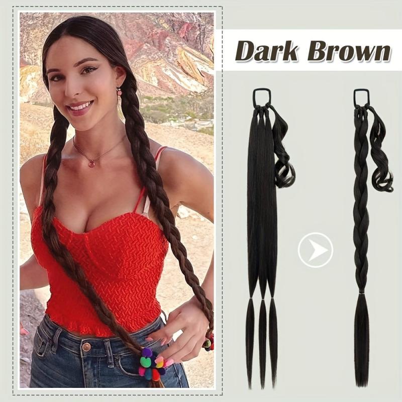Long Ponytail Extension Synthetic Thick Hair Tie Ponytail Wrap Straight Hair