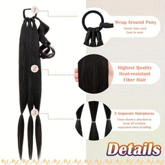 Long Ponytail Extension Synthetic Thick Hair Tie Ponytail Wrap Straight Hair