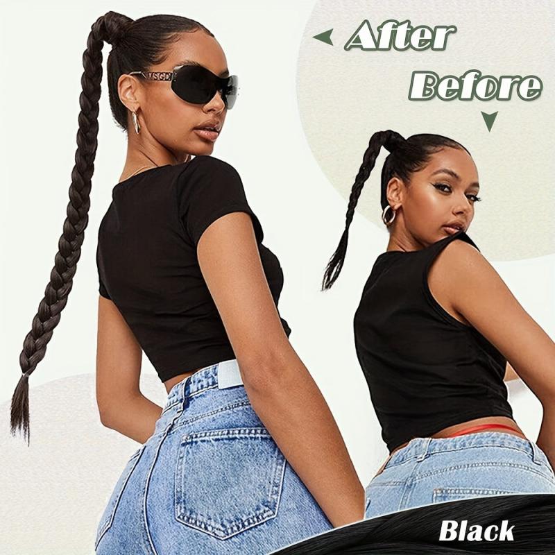 Long Ponytail Extension Synthetic Thick Hair Tie Ponytail Wrap Straight Hair