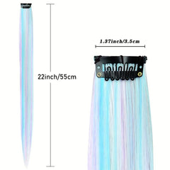 10 PCS Mixed Clip In Hair Extensions for Girls Women Cosplay Party