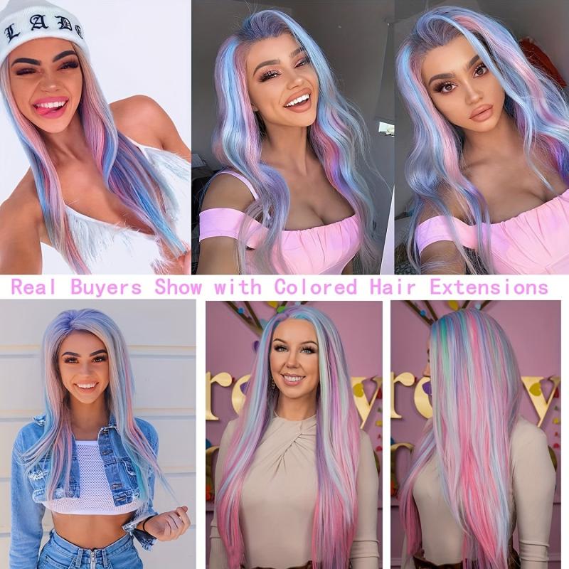 10 PCS Mixed Clip In Hair Extensions for Girls Women Cosplay Party