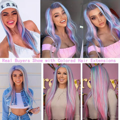 10 PCS Mixed Clip In Hair Extensions for Girls Women Cosplay Party