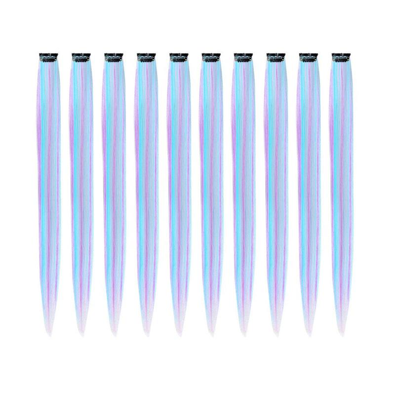 10 PCS Mixed Clip In Hair Extensions for Girls Women Cosplay Party