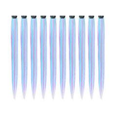 10 PCS Mixed Clip In Hair Extensions for Girls Women Cosplay Party